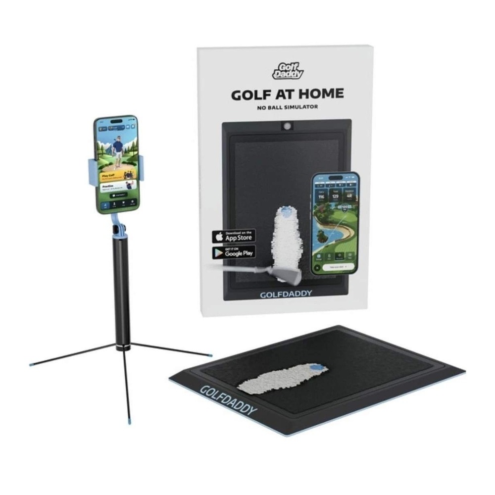 Golf Daddy Golf At Home No Ball Simulator Training Mat App Connected Trainer